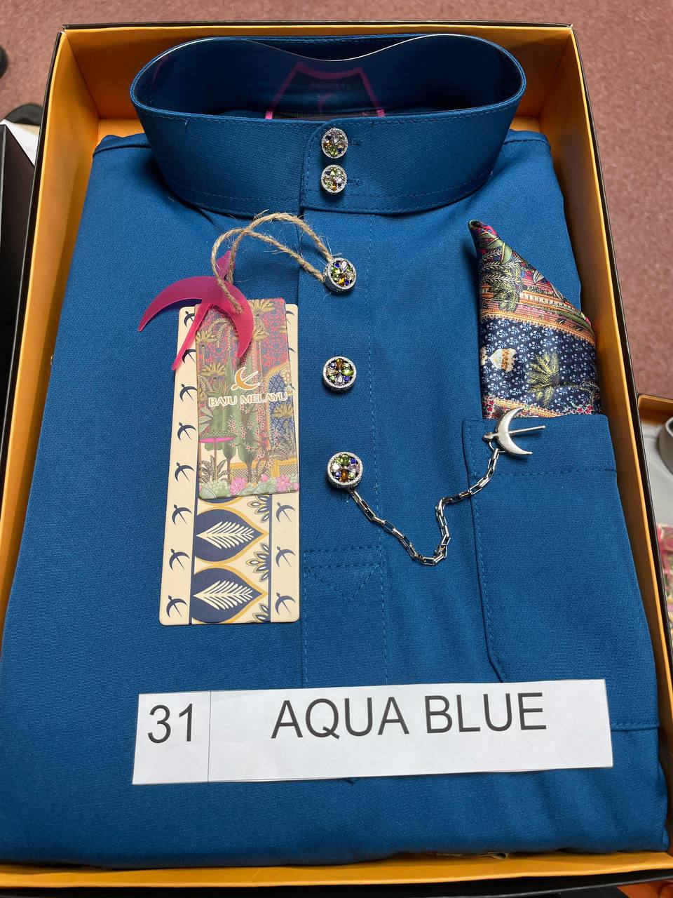 BAJU MELAYU SENNA (AQUA BLUE)