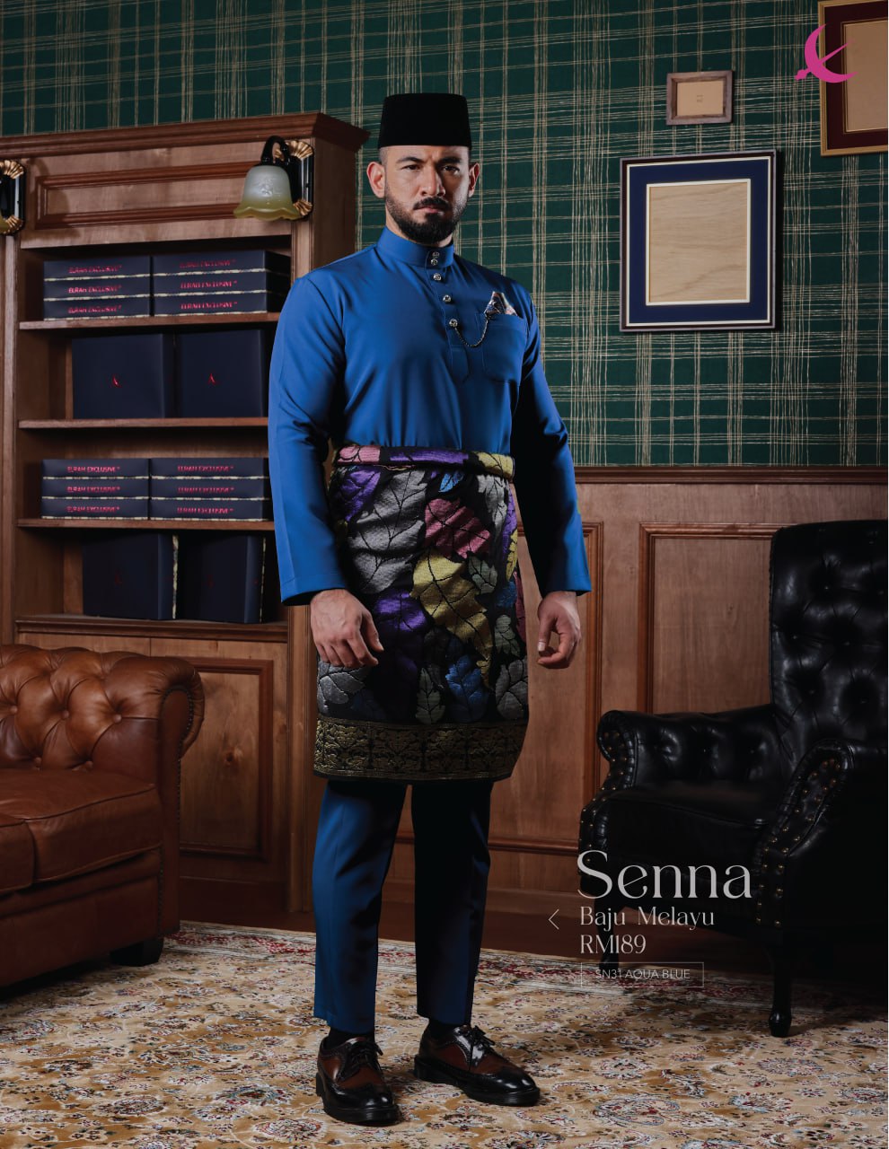 BAJU MELAYU SENNA (AQUA BLUE)