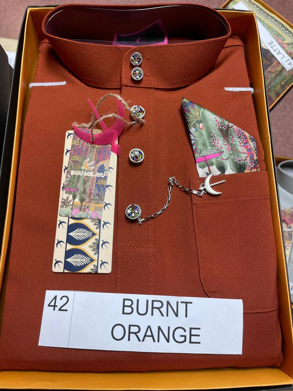 BAJU MELAYU SENNA (BURNT ORANGE)