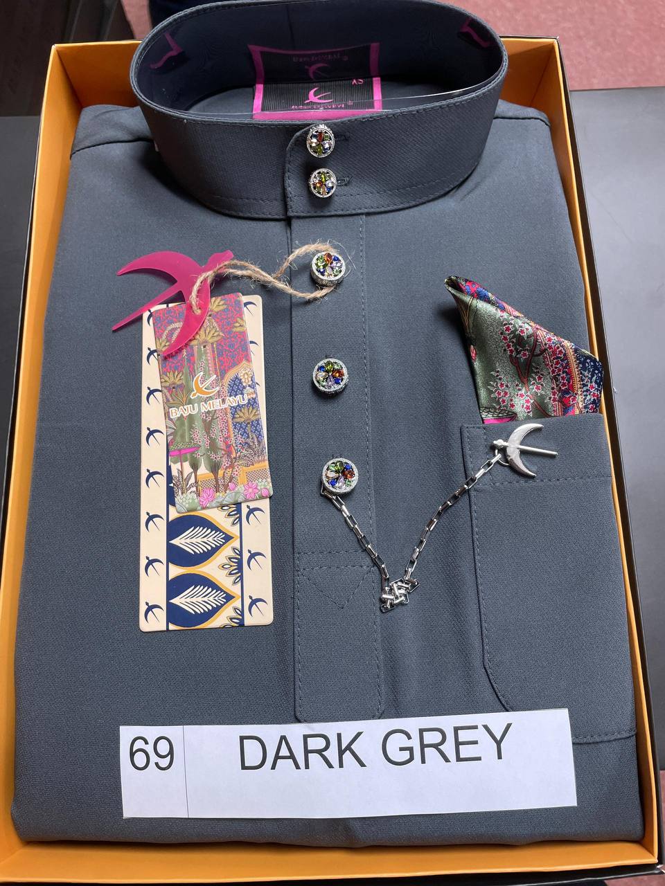 BAJU MELAYU SENNA (DARK GREY)