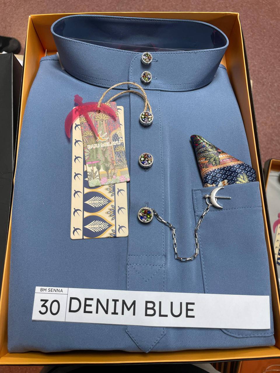BAJU MELAYU SENNA (DENIM BLUE)