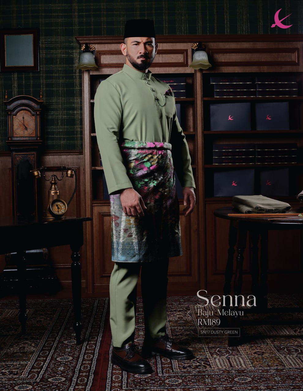 BAJU MELAYU SENNA (DUSTY GREEN)