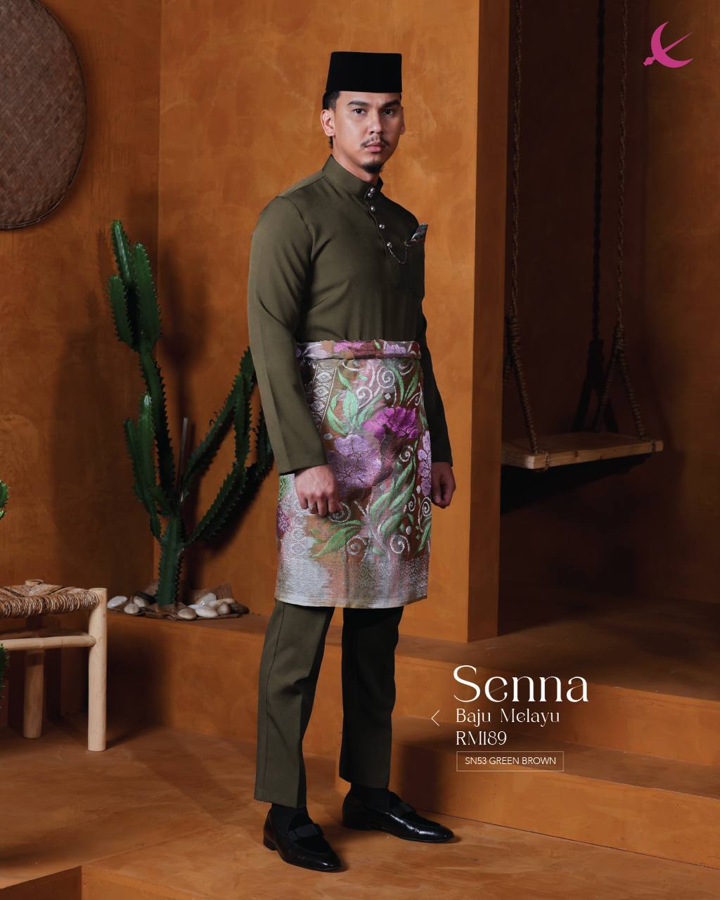 BAJU MELAYU SENNA (GREEN BROWN)