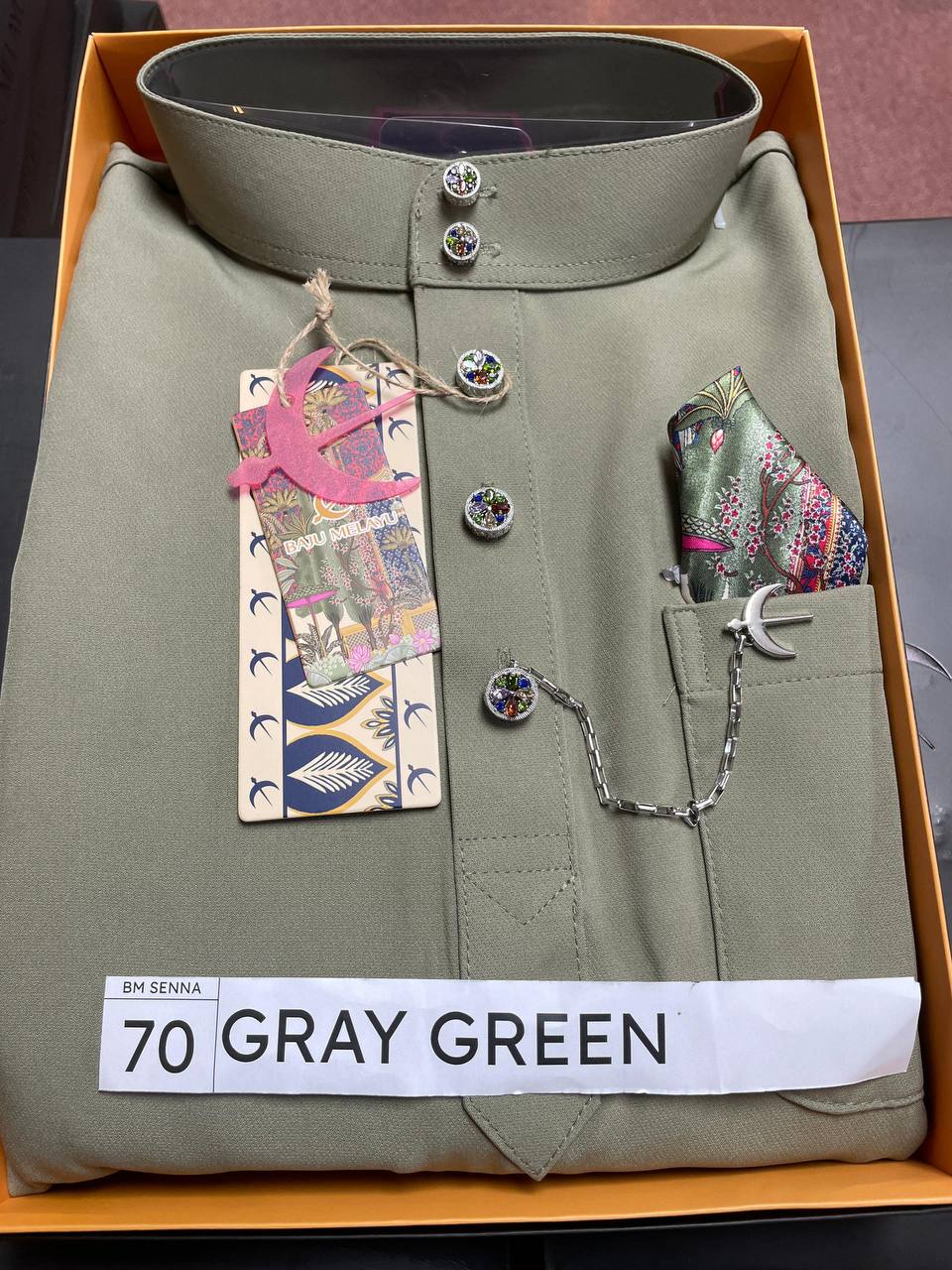 BAJU MELAYU SENNA (GRAY GREEN)