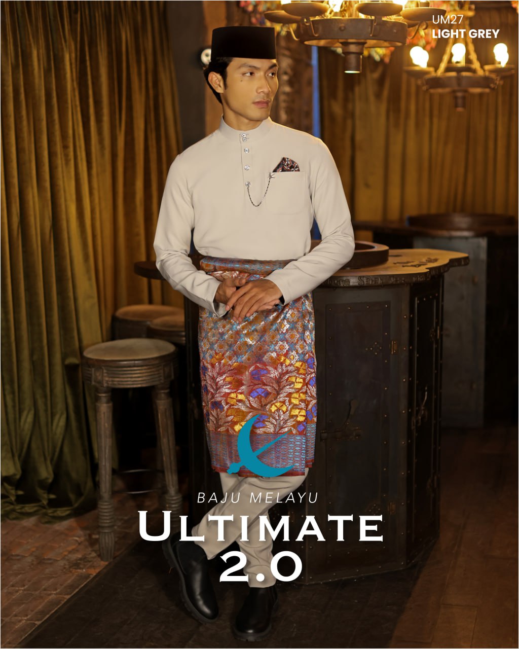 BAJU MELAYU ULTIMATE 2.0 (LIGHT GRAY)