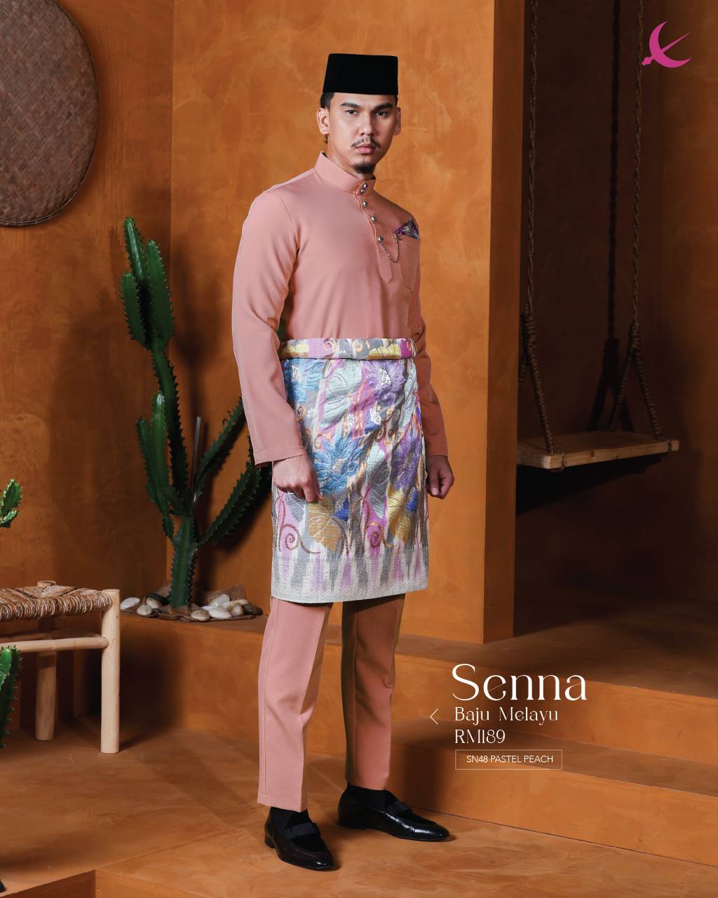 BAJU MELAYU SENNA (PASTEL PEACH)