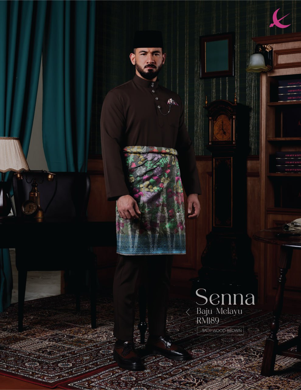 BAJU MELAYU SENNA (WOOD BROWN)