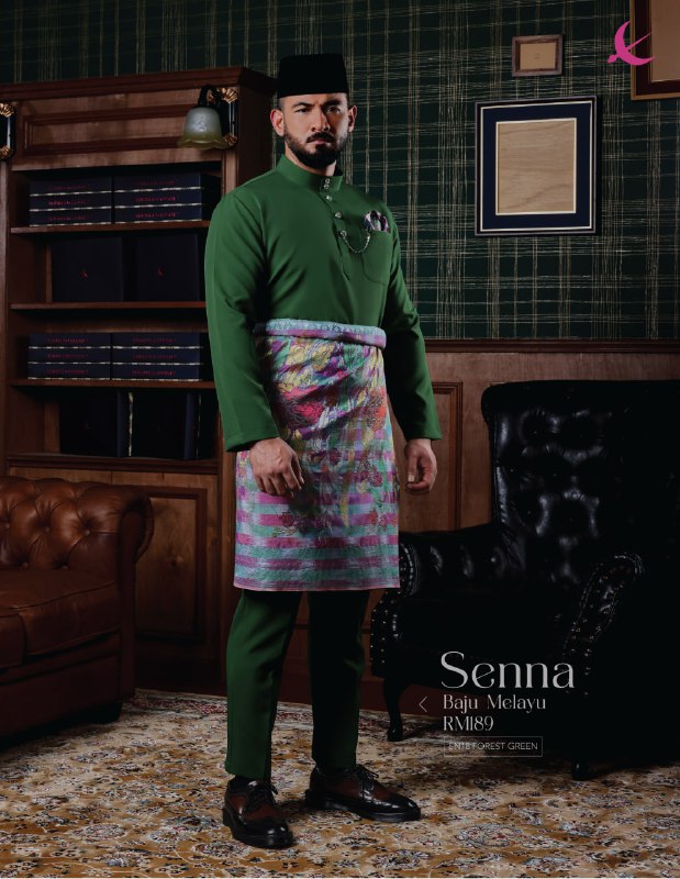 BAJU MELAYU SENNA (FOREST GREEN)