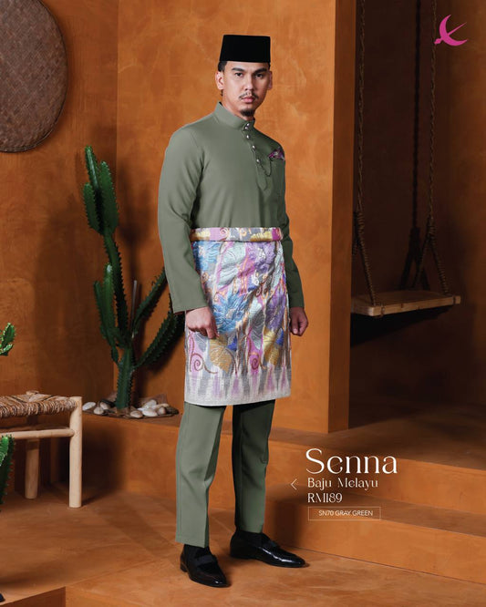 BAJU MELAYU SENNA  (GRAY GREEN)