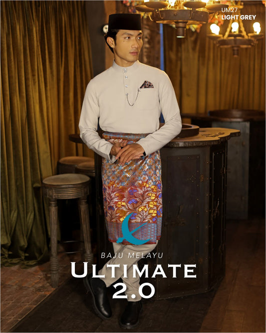 BAJU MELAYU ULTIMATE 2.0 (LIGHT GRAY)
