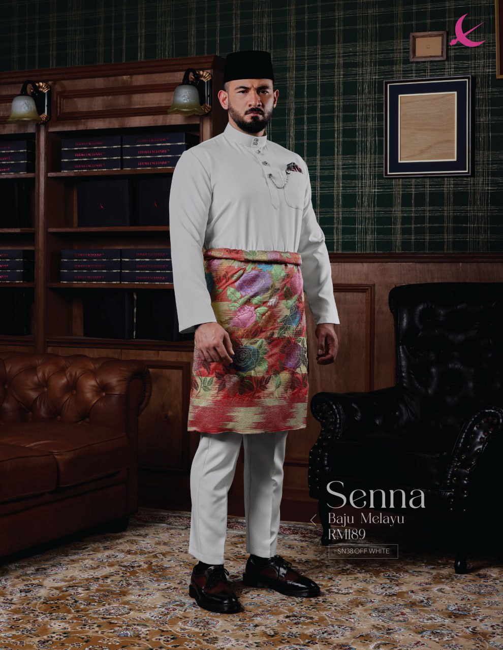 BAJU MELAYU SENNA  (OFF WHITE)
