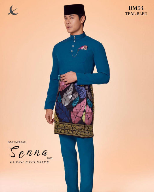 BAJU MELAYU SENNA  (TEAL BLUE)